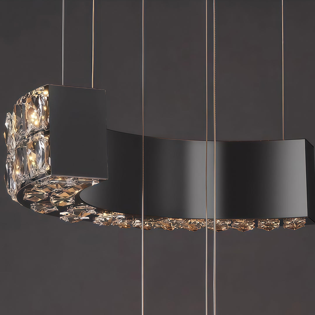 Crystal Chandelier Stainless Steel Chrome Titanium Black Warm White LED Multi-Tier Cascading Large Format
