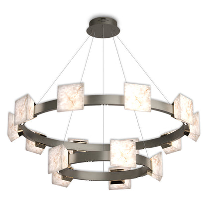 Cloud Stone Ring Chandelier Gray Gold Aluminium Natural Stone LED 3000K 6 Sizes