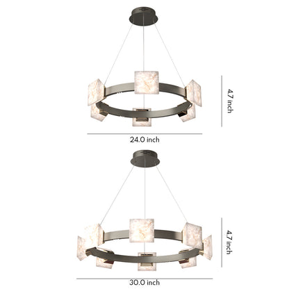 Cloud Stone Ring Chandelier Gray Gold Aluminium Natural Stone LED 3000K 6 Sizes
