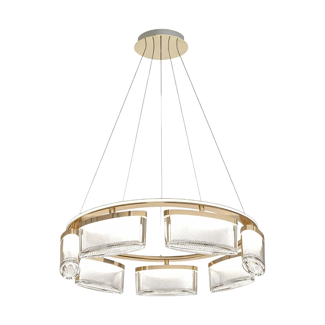Crystal Chandelier Gold Aluminum Precision-Cut Crystal Matrix Integrated LED 3-Step Dimming Modern Luxury