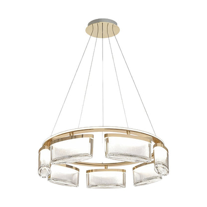 Crystal Chandelier Gold Aluminum Precision-Cut Crystal Matrix Integrated LED 3-Step Dimming Modern Luxury