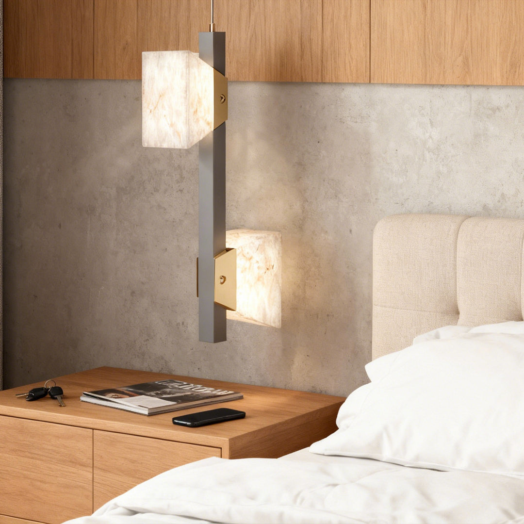 Cloud Stone Ring Chandelier Gray Gold Aluminium Natural Stone LED 3000K 6 Sizes