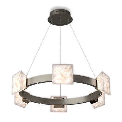 Cloud Stone Ring Chandelier Gray Gold Aluminium Natural Stone LED 3000K 6 Sizes