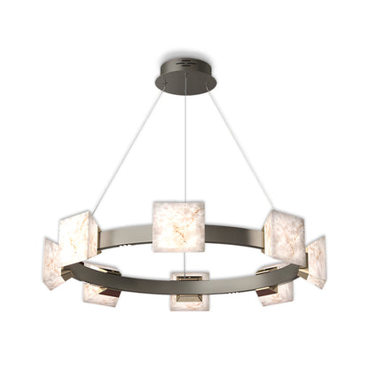 Cloud Stone Ring Chandelier Gray Gold Aluminium Natural Stone LED 3000K 6 Sizes