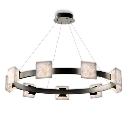 Cloud Stone Ring Chandelier Gray Gold Aluminium Natural Stone LED 3000K 6 Sizes