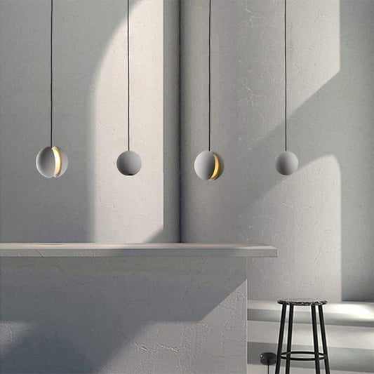 Ceramic Cement Globe Pendant Vintage Nordic 4 Sizes LED 4'' to 14''