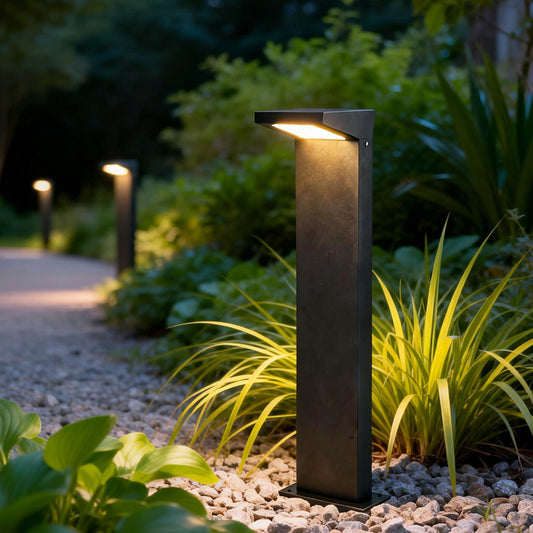 Low Voltage Solar LED Bollard Light 3W Waterproof Outdoor Pathway Landscape Lighting Black Aluminum Acrylic IP55
