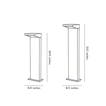 Solar LED L-Shaped Outdoor Bollard Light Dual Color Temp Die-Cast Aluminum Black 2 Heights