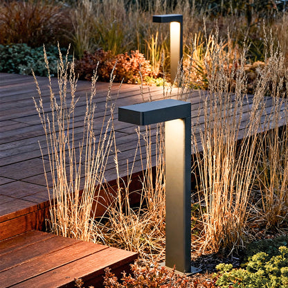 Modern Outdoor LED Path Light L Shaped Aluminum Solar Hardwired Garden Landscape