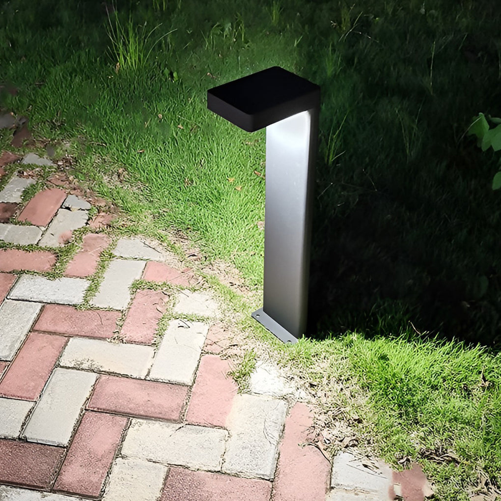 Modern Outdoor LED Path Light L Shaped Aluminum Solar Hardwired Garden Landscape