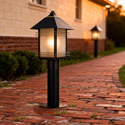 Full Copper Outdoor Path Light Fixture Hardwired E27 Glass Shade IP55 Garden