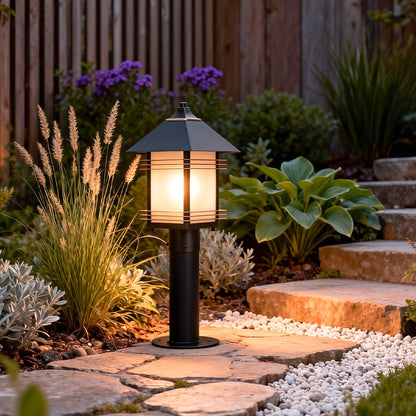 Full Copper Outdoor Path Light Fixture Hardwired E27 Glass Shade IP55 Garden