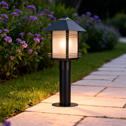 Full Copper Outdoor Path Light Fixture Hardwired E27 Glass Shade IP55 Garden