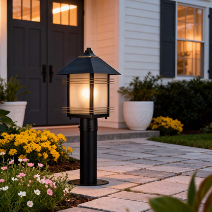 Full Copper Outdoor Path Light Fixture Hardwired E27 Glass Shade IP55 Garden