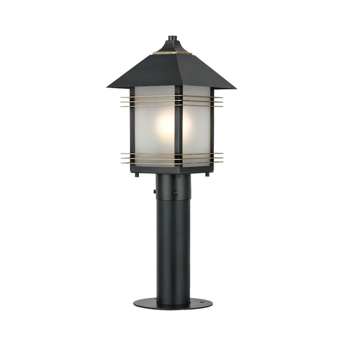 Full Copper Outdoor Path Light Fixture Hardwired E27 Glass Shade IP55 Garden