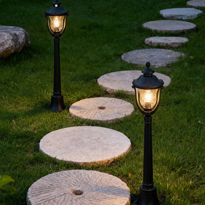 European Style Bollard Post Light Coffee Aluminum Pointed Lantern Top 12W 45 Inch Garden