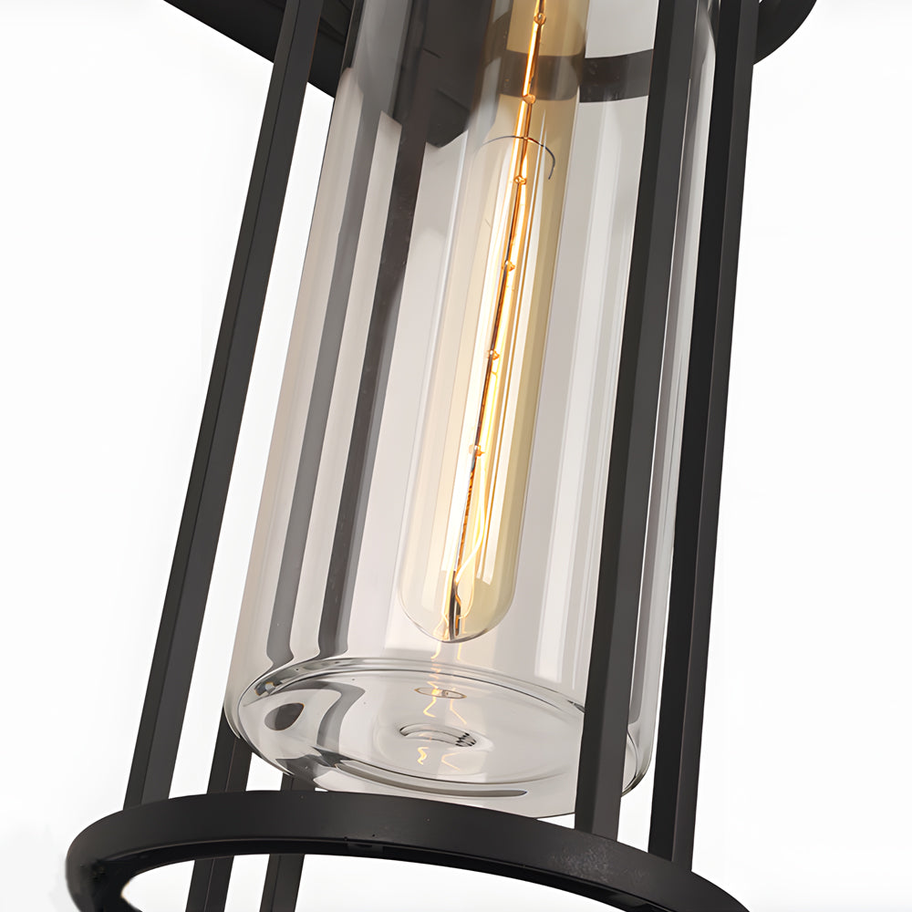 Black Aluminium Outdoor Wall Sconce Glass Lampshade E27 IP54 Nordic Style