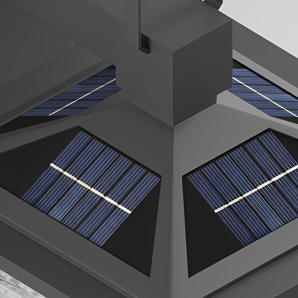 Modern Japanese Outdoor Wall Lantern Solar or Hardwired 3-CCT Remote Black Glass