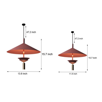 Hat Shade Iron Pendant Light Integrated Spotlight Dual Source 3-Step CCT White Red 2 Sizes Indoor