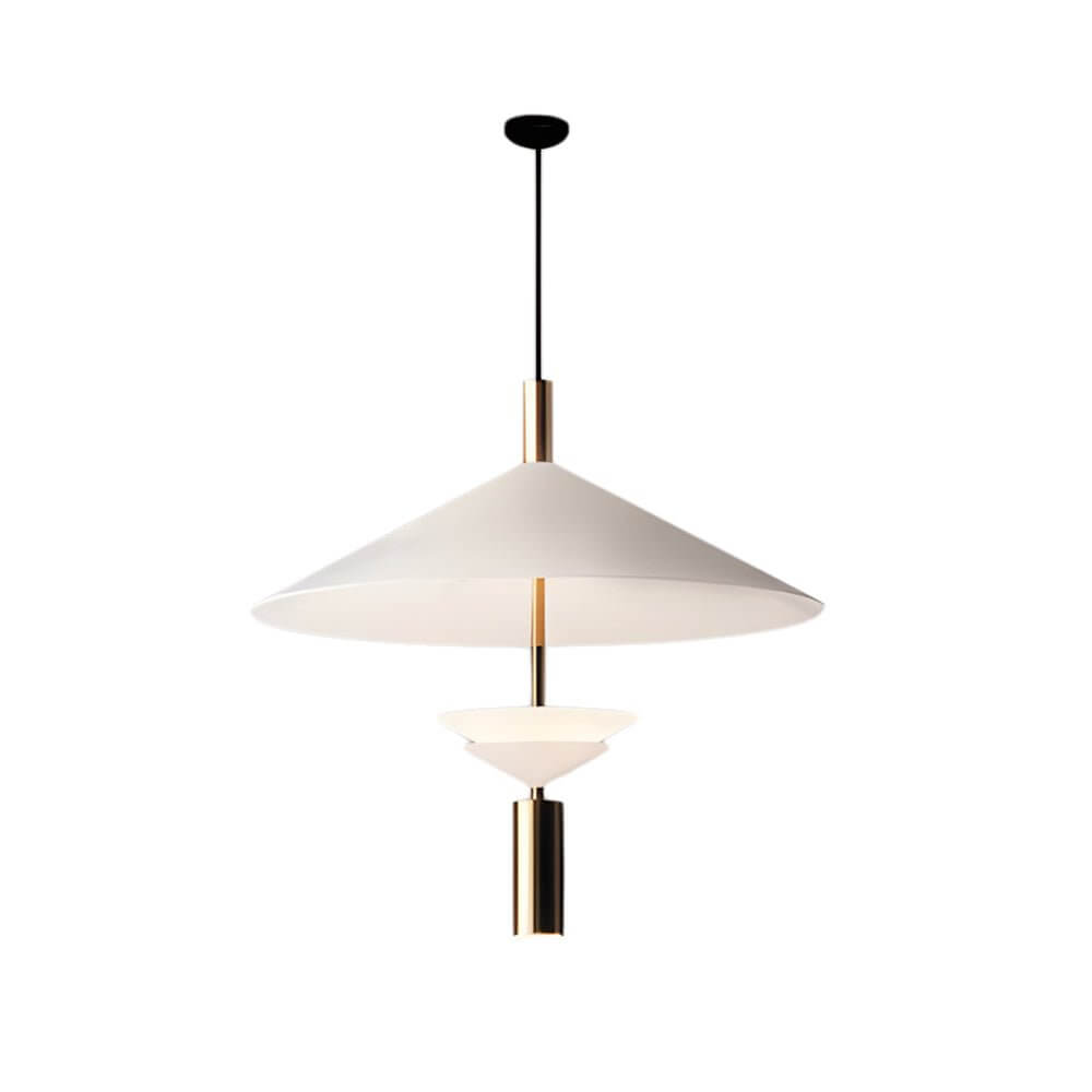Hat Shade Iron Pendant Light Integrated Spotlight Dual Source 3-Step CCT White Red 2 Sizes Indoor