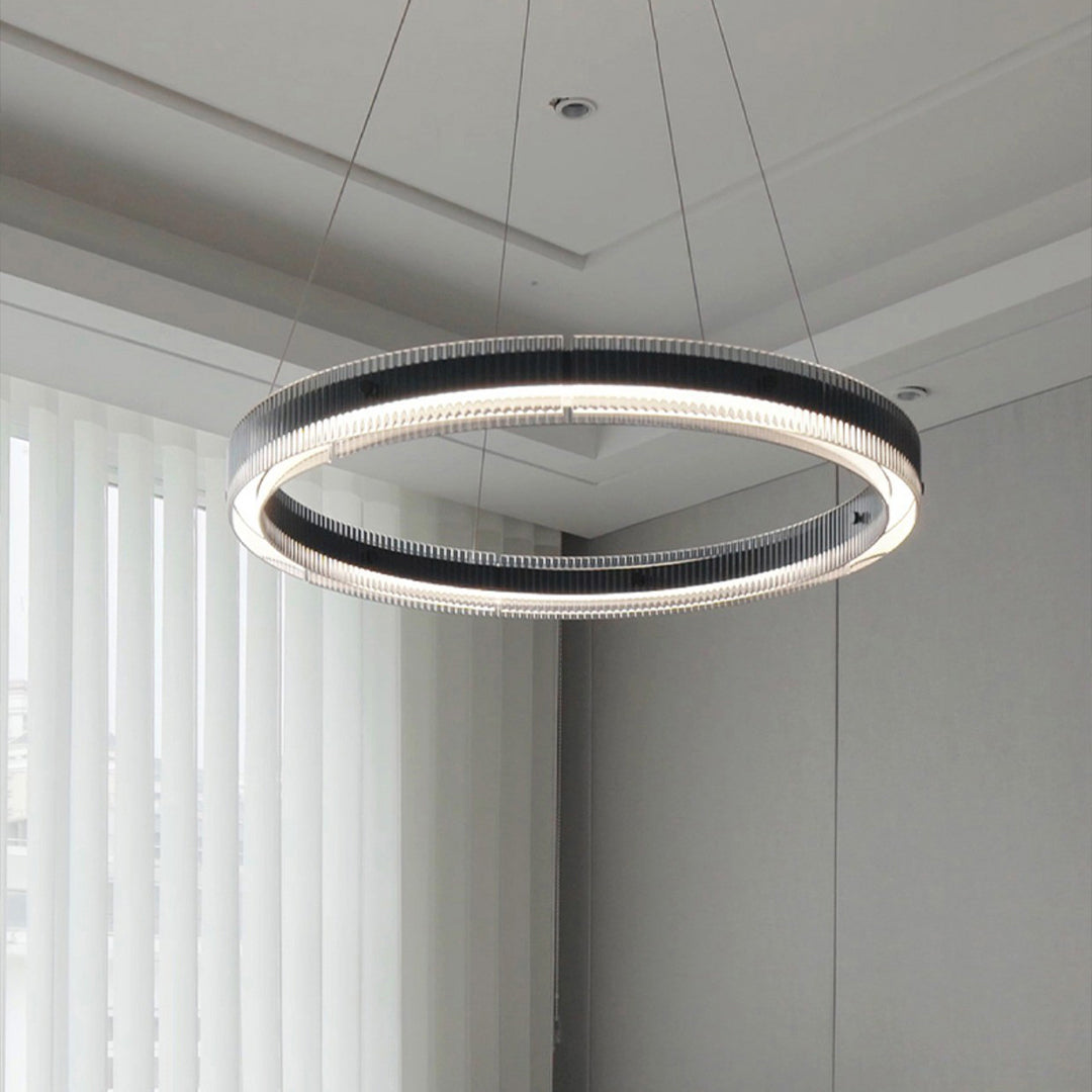 Modern Black Ring Chandelier Italian Minimalist LED Pendant Light Dining Room Living Room Bedroom
