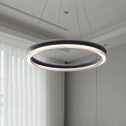 Modern Black Ring Chandelier Italian Minimalist LED Pendant Light Dining Room Living Room Bedroom