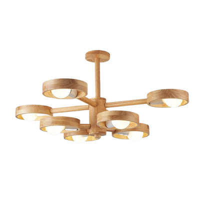 Rubberwood Branch Chandelier Scandinavian E27 3 5 6 8 Light