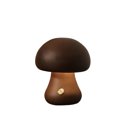 Beech Wood Mushroom LED Night Lamp Touch Dimming Four Shapes Two Finishes