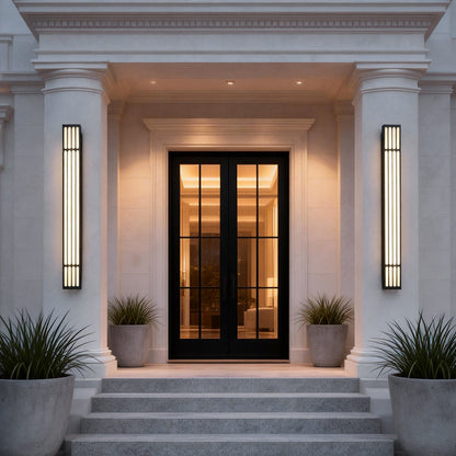Modern Stainless Steel Marble Shade Outdoor Wall Sconce Black White IP65 CRI80 4 Heights 3000K Garden Villa