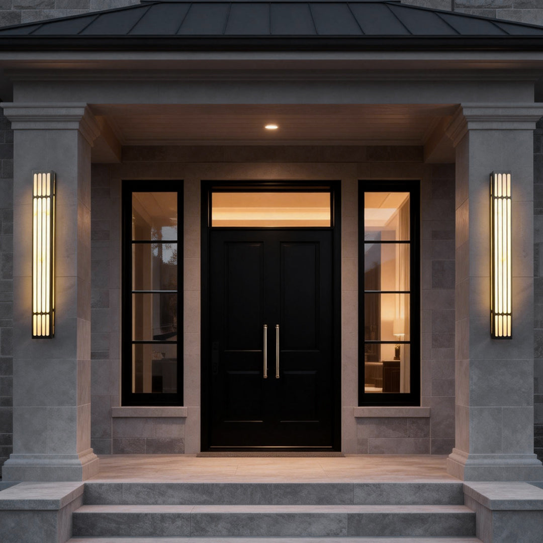 Modern Stainless Steel Marble Shade Outdoor Wall Sconce Black White IP65 CRI80 4 Heights 3000K Garden Villa