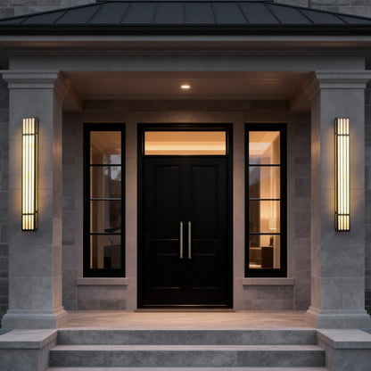 Modern Stainless Steel Marble Shade Outdoor Wall Sconce Black White IP65 CRI80 4 Heights 3000K Garden Villa