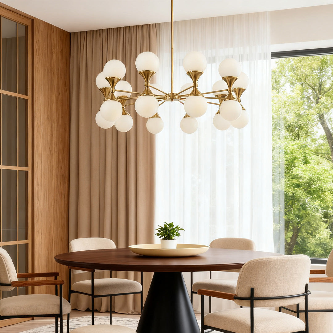 Full Copper Bubble Glass Chandelier with Transparent Glass Globes