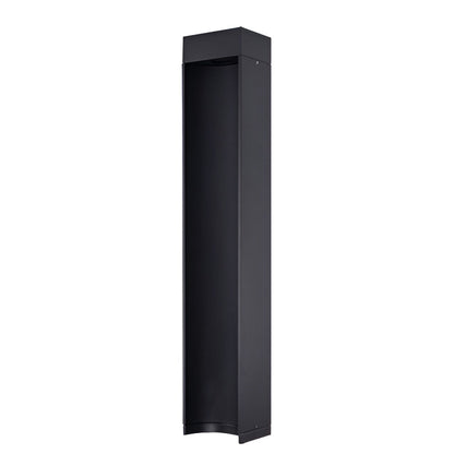 Modern Square LED Bollard Light 5W Waterproof Outdoor Lawn Pathway Lighting Black Aluminum IP54