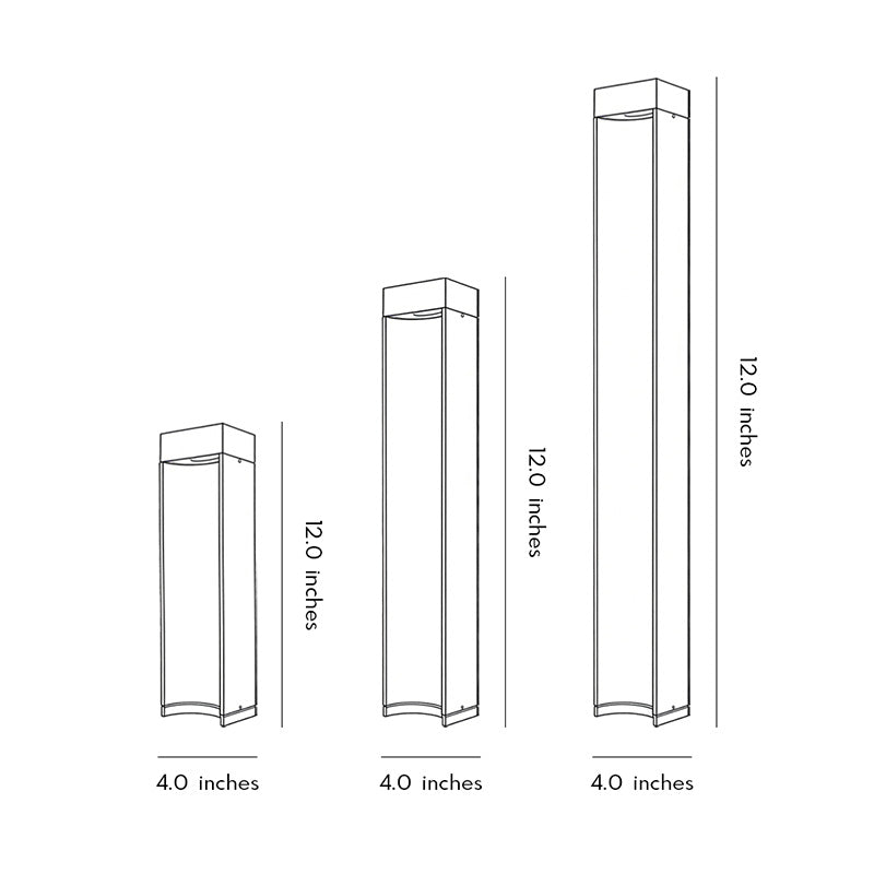 Modern Square LED Bollard Light 5W Waterproof Outdoor Lawn Pathway Lighting Black Aluminum IP54