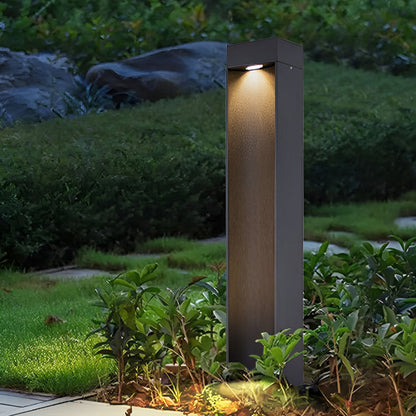 Modern Square LED Bollard Light 5W Waterproof Outdoor Lawn Pathway Lighting Black Aluminum IP54