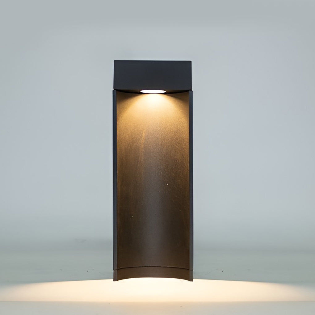 Modern Square LED Bollard Light 5W Waterproof Outdoor Lawn Pathway Lighting Black Aluminum IP54