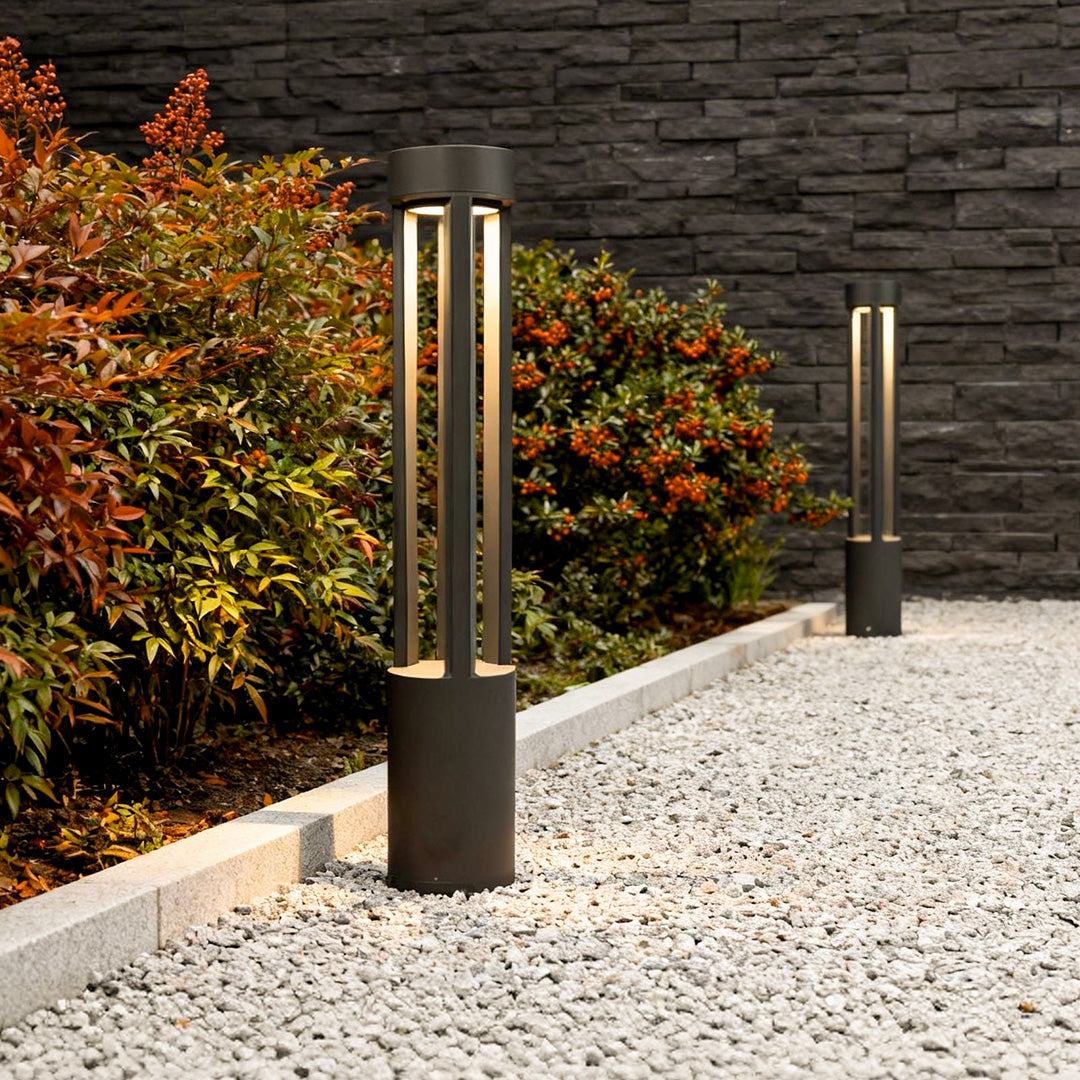 COB LED Bollard Path Light | Tall Black Outdoor Landscape Post Light