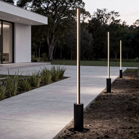 Contemporary Linear LED Outdoor Floor Lamp IP65 Stainless Steel 4 Heights 3000K