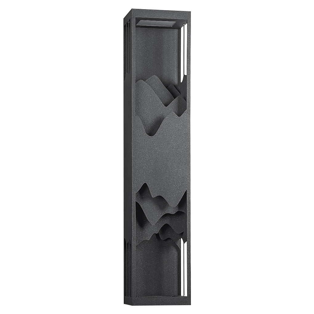 Mountain Scenery Silhouette LED Outdoor Wall Sconce Stainless Steel PC Up Down Light Solar or Hardwired 2 Sizes Courtyard Villa