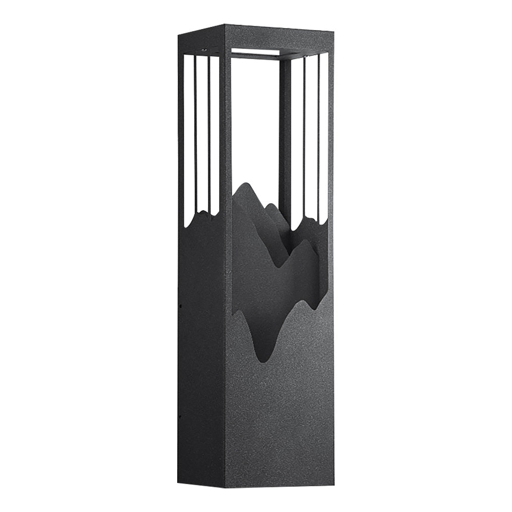 Mountain Scenery Silhouette LED Outdoor Wall Sconce Stainless Steel PC Up Down Light Solar or Hardwired 2 Sizes Courtyard Villa