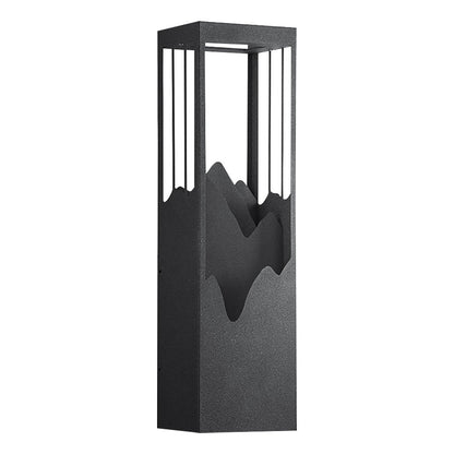 Mountain Scenery Silhouette LED Outdoor Wall Sconce Stainless Steel PC Up Down Light Solar or Hardwired 2 Sizes Courtyard Villa