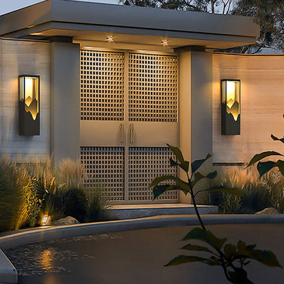 Mountain Scenery Silhouette LED Outdoor Wall Sconce Stainless Steel PC Up Down Light Solar or Hardwired 2 Sizes Courtyard Villa