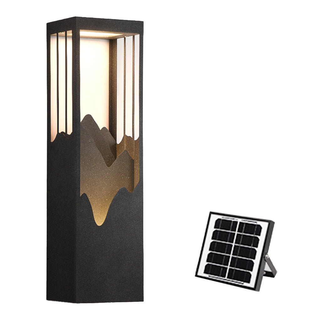 Mountain Scenery Silhouette LED Outdoor Wall Sconce Stainless Steel PC Up Down Light Solar or Hardwired 2 Sizes Courtyard Villa