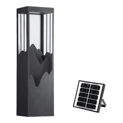 Mountain Scenery Silhouette LED Outdoor Wall Sconce Stainless Steel PC Up Down Light Solar or Hardwired 2 Sizes Courtyard Villa