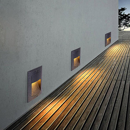 Surface Mounted LED Step Light Aluminum Glass Black 4W IP65 3000K Stair Wall Sconce