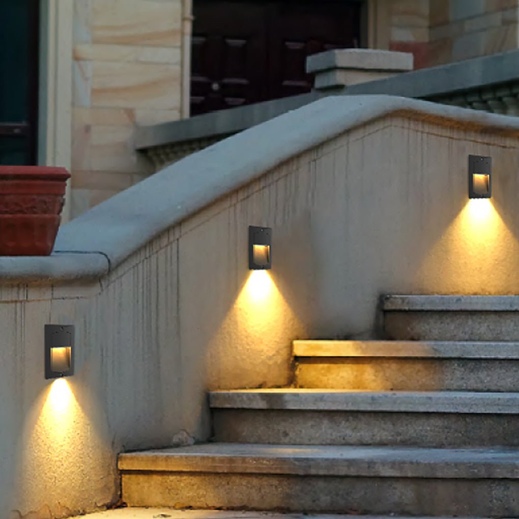 Surface Mounted LED Step Light Aluminum Glass Black 4W IP65 3000K Stair Wall Sconce