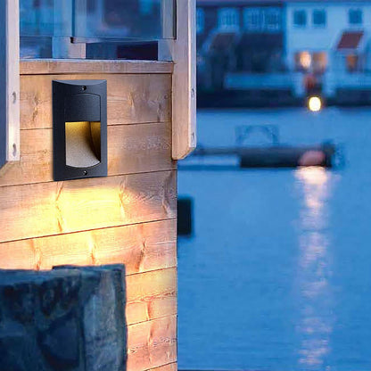 Surface Mounted LED Step Light Aluminum Glass Black 4W IP65 3000K Stair Wall Sconce