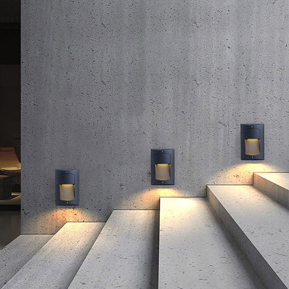 Surface Mounted LED Step Light Aluminum Glass Black 4W IP65 3000K Stair Wall Sconce