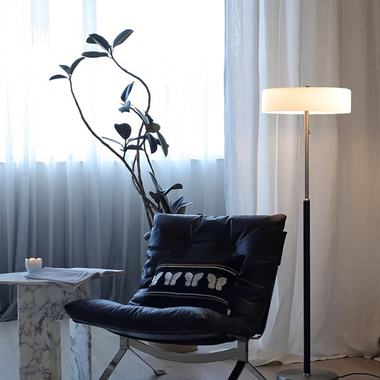 Solid Wood Frosted Glass LED Floor Lamp French Vintage Pull Chain Dimmable Remote 3 Modes 53'' Living Room Bedroom