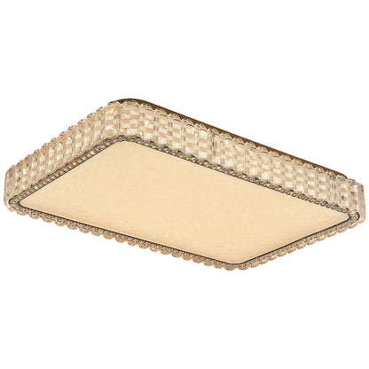 Low Profile Crystal Flush Mount Round Square Rectangle Chrome